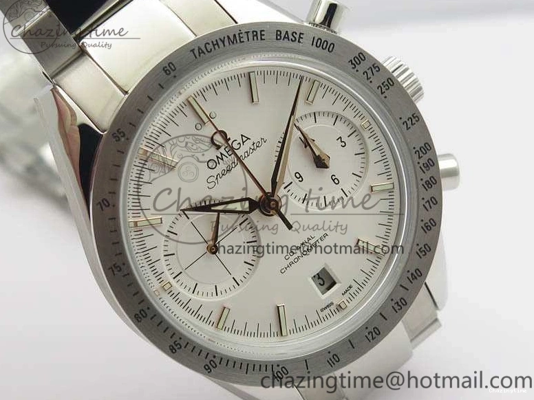 0718 Speedmaster ’57 Co-Axial OMF 1:1 Best Edition White Dial RG Markers On SS Bracelet A Elegant 8144